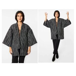 Los Angeles Apparel, Jacquard Kimono Jacket, White/Black, OS